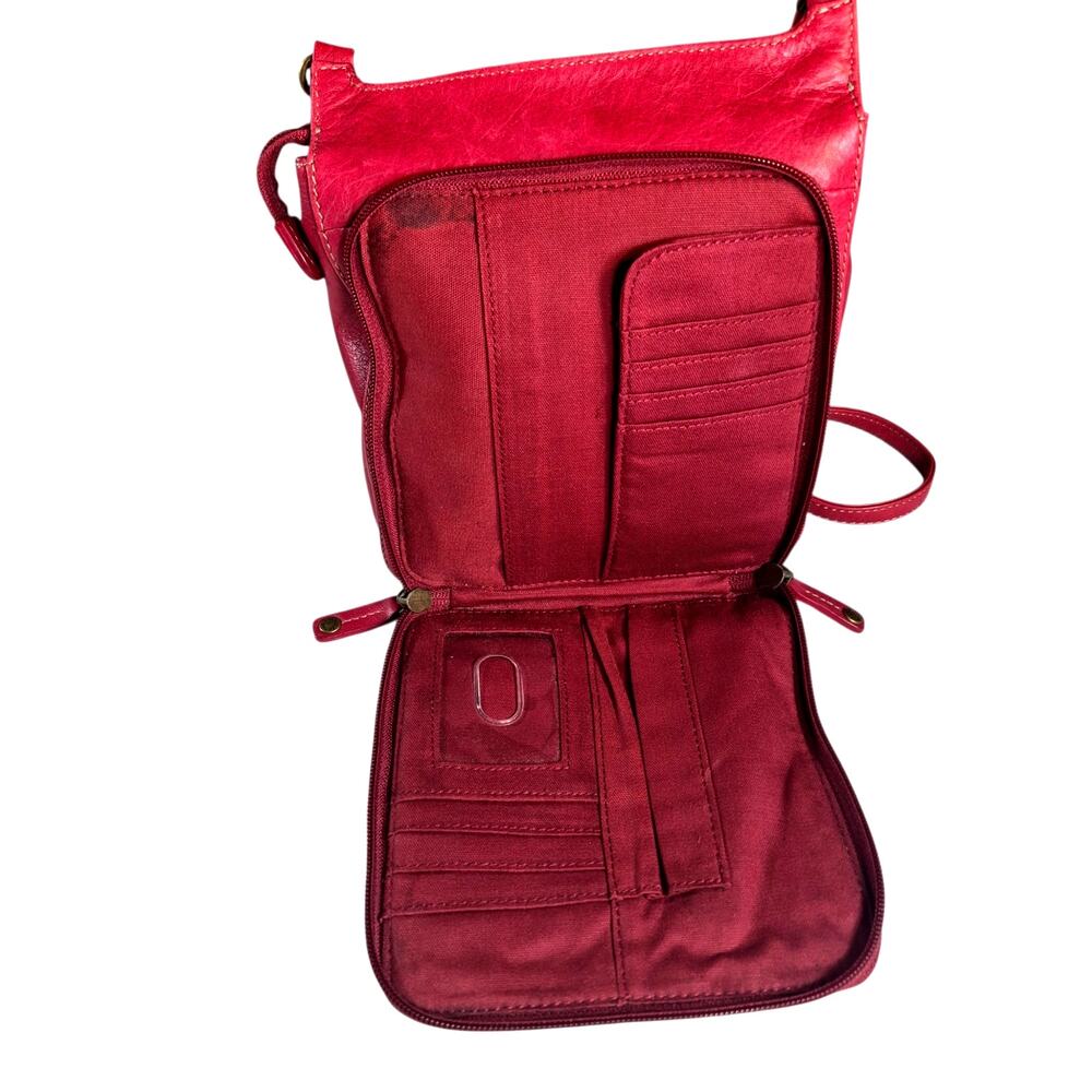 Vintage Fossil Red Leather Crossbody Messenger Utility Organizer Bag - Picture 6 of 9